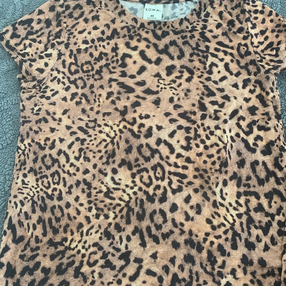 Soma Leopard 2pc Top & Pant Pajama Set XS - Picture 2 of 11